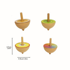 4pcs Wooden Spinning Top Gyroscope Fruit Spin Top Educational Toy