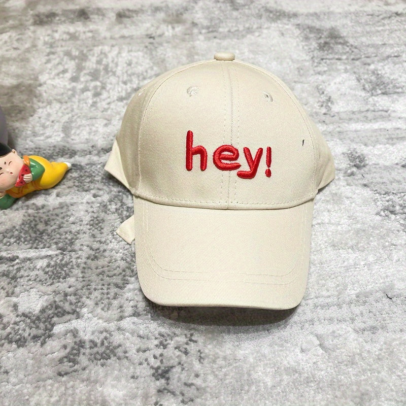 Casual Baseball Cap With Hey Embroidery Sun Protection