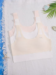3pcs Seamless Bra Solid Underwear No Steel Ring Breathable Soft Bralette
