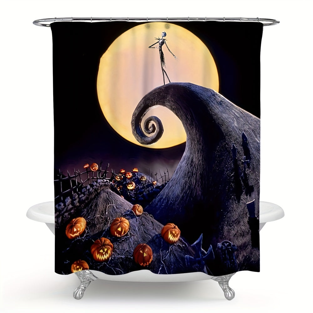 Halloween Pumpkin Bathroom Shower Curtain Waterproof Hand Washable