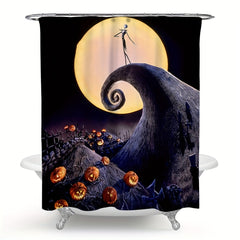 Halloween Pumpkin Bathroom Shower Curtain Waterproof Hand Washable