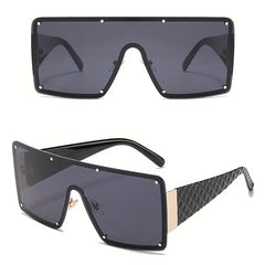 Oversized Sunglasses Rivet Decor Gradient UV400
