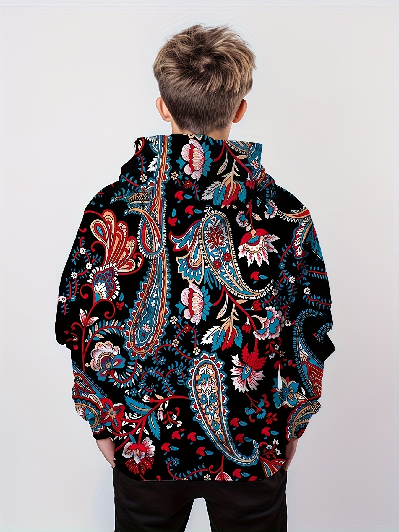Paisley 3D Print Hoodie Kids Hip Hop Sports Casual Tops