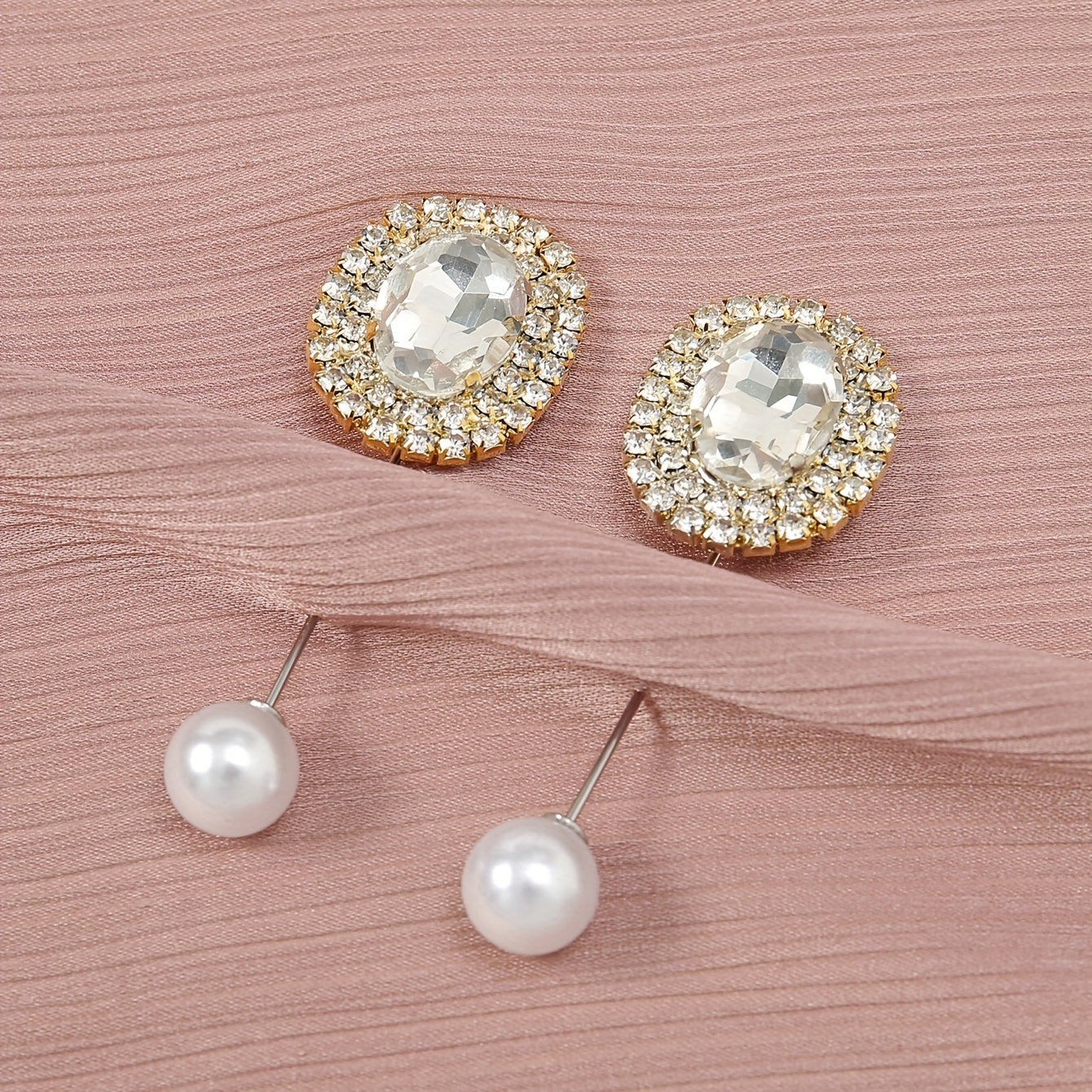 Faux Pearl Rhinestone Pin Brooches for Scarf & Shirt Dresses