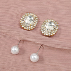 Faux Pearl Rhinestone Pin Brooches for Scarf & Shirt Dresses