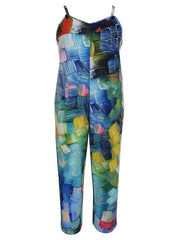 Casual Cami Jumpsuit Women's Plus Painting Print Wide Leg Jumpsuit