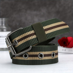 Men's Army Green Cloth Strap Square Belt