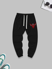 Bull Pattern Joggers Men's Loose Fit Sweatpants