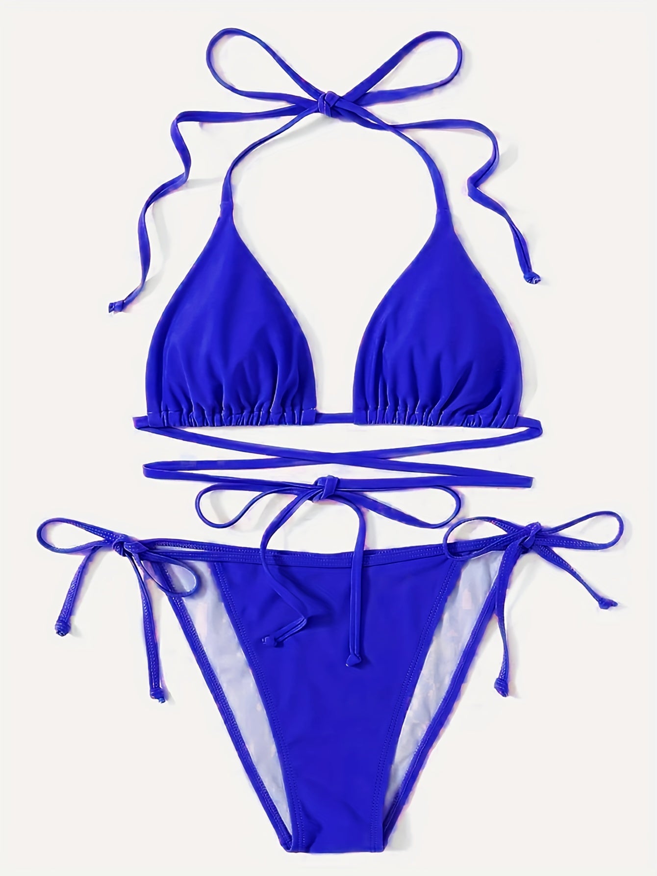 Halter V Neck Bikini Set High Cut Two Piece Swimsuit Women's Swimwear