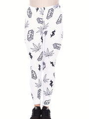 Money Print Skinny Leggings Casual Stretchy Women's Clothing