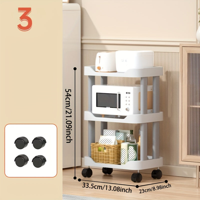 3 Tier Movable Cart Kitchen Household Rack With Wheels