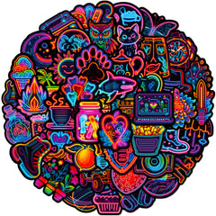 50pcs Neon Cartoon Stickers Waterproof Vinyl Decals for Water Bottle Laptop