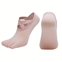 5 Toe Yoga Socks Cross Strap Dance Socks Sports Full Toe Floor Sock