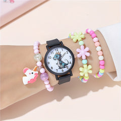 Kids Cartoon Dinosaur Silicone Watch Set