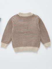 Baby Girls Striped Knitted Sweater With Pocket