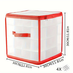 Christmas Balls Storage Box 64 Grid Organizer Zipper Lid Household Sorting Box