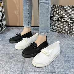 Platform Chain Slip-On Loafers Solid Round Toe Shoes