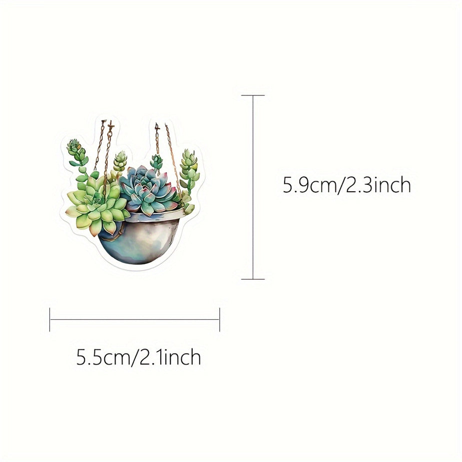 50pcs Green Plants & Flowers Vinyl Stickers Nature Themed Self Adhesive Decals