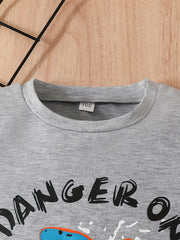 Boys Shark Graphic Outfit Round Neck T shirt & Shorts Kids Summer Clothing
