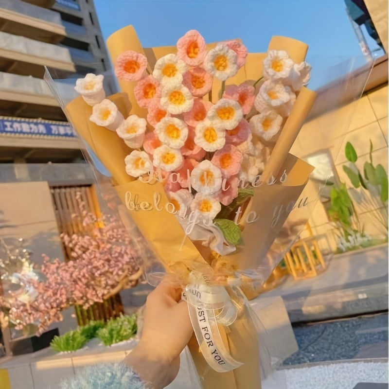 Mother's Gift Bell Orchid Bouquet Woolen Crochet Flower Material