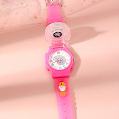 Pink LED Fidget Spinner Cartoon Watch for Kids