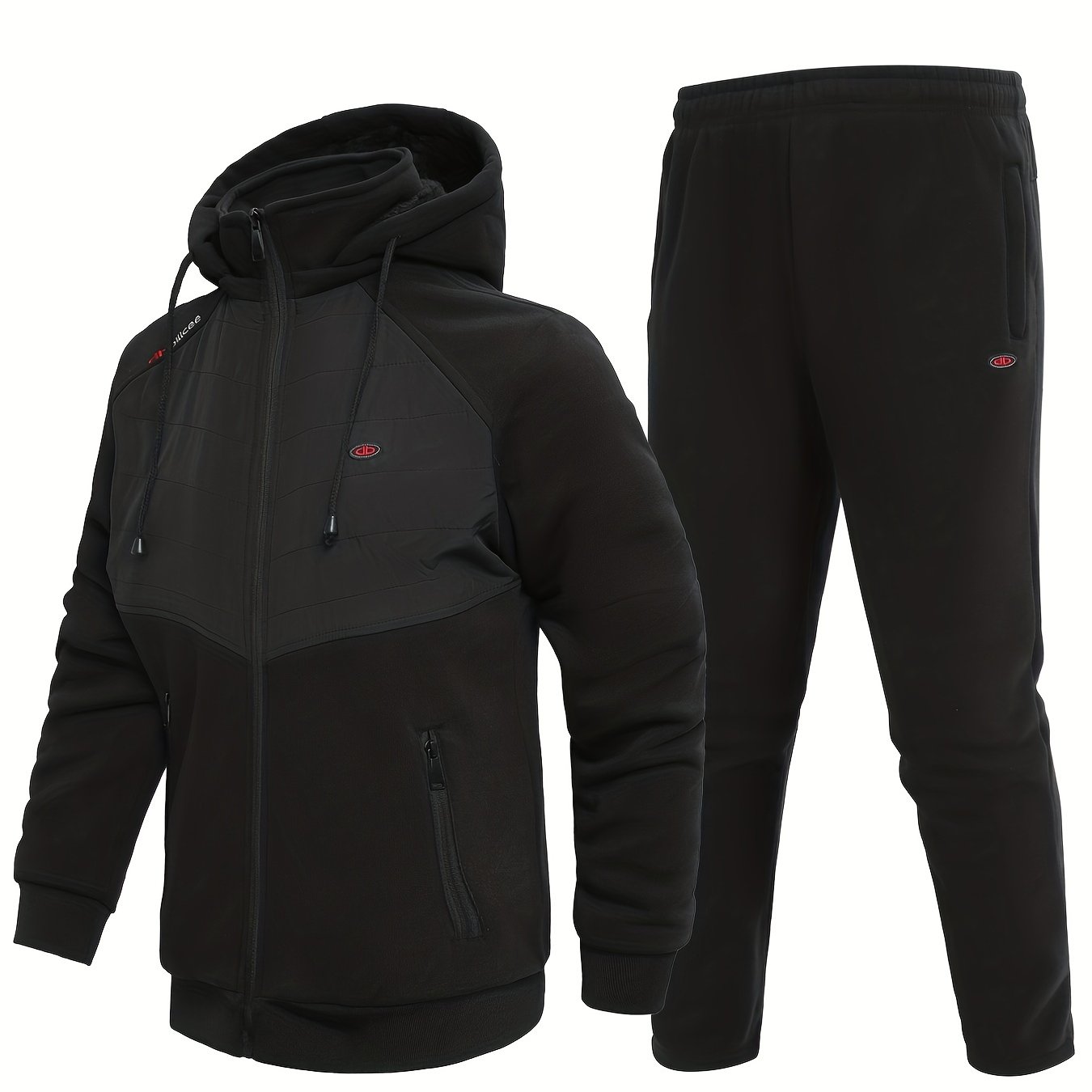 Men's Sports Suit Thick Active Zip Up Hooded Jacket & Comfy Pants