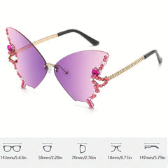 Y2K Butterfly Sunglasses Rhinestone UV400 Sun Shades