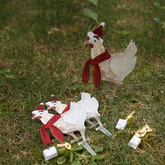 Light Up Chicken With Scarf Holiday Decoration Glowing Chicken