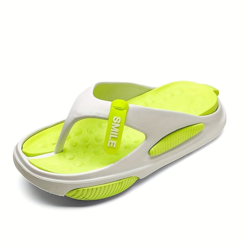 Men's Platform Thong Sandals Casual Smile Detail Non Slip Flip flops
