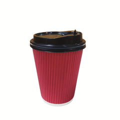 20pcs 355ml 12oz Disposable Red Coffee Cups With Lids for Hot Drinks