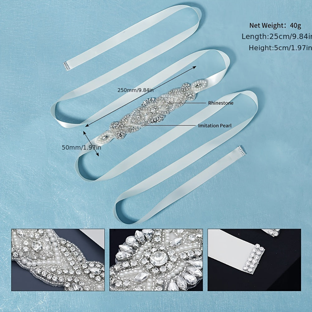 Rhinestone Bridal Sash Wedding Belt Satin Jewelry Beaded Accessory