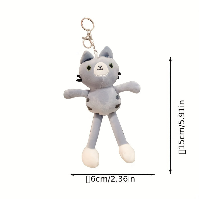Plush Yoga Long Legged Cat Keychain - Cute Gift for Kids & Adults