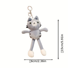 Plush Yoga Long Legged Cat Keychain - Cute Gift for Kids & Adults