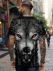 Men's 3D Wolf Print T-shirt Crew Neck Tee for Summer