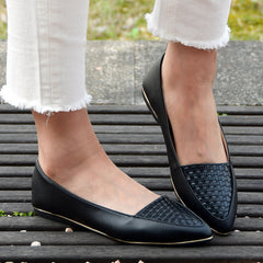 Women's Pointed Toe Flat Shoes Braided Detail Slip On Soft Sole Ballet Flats
