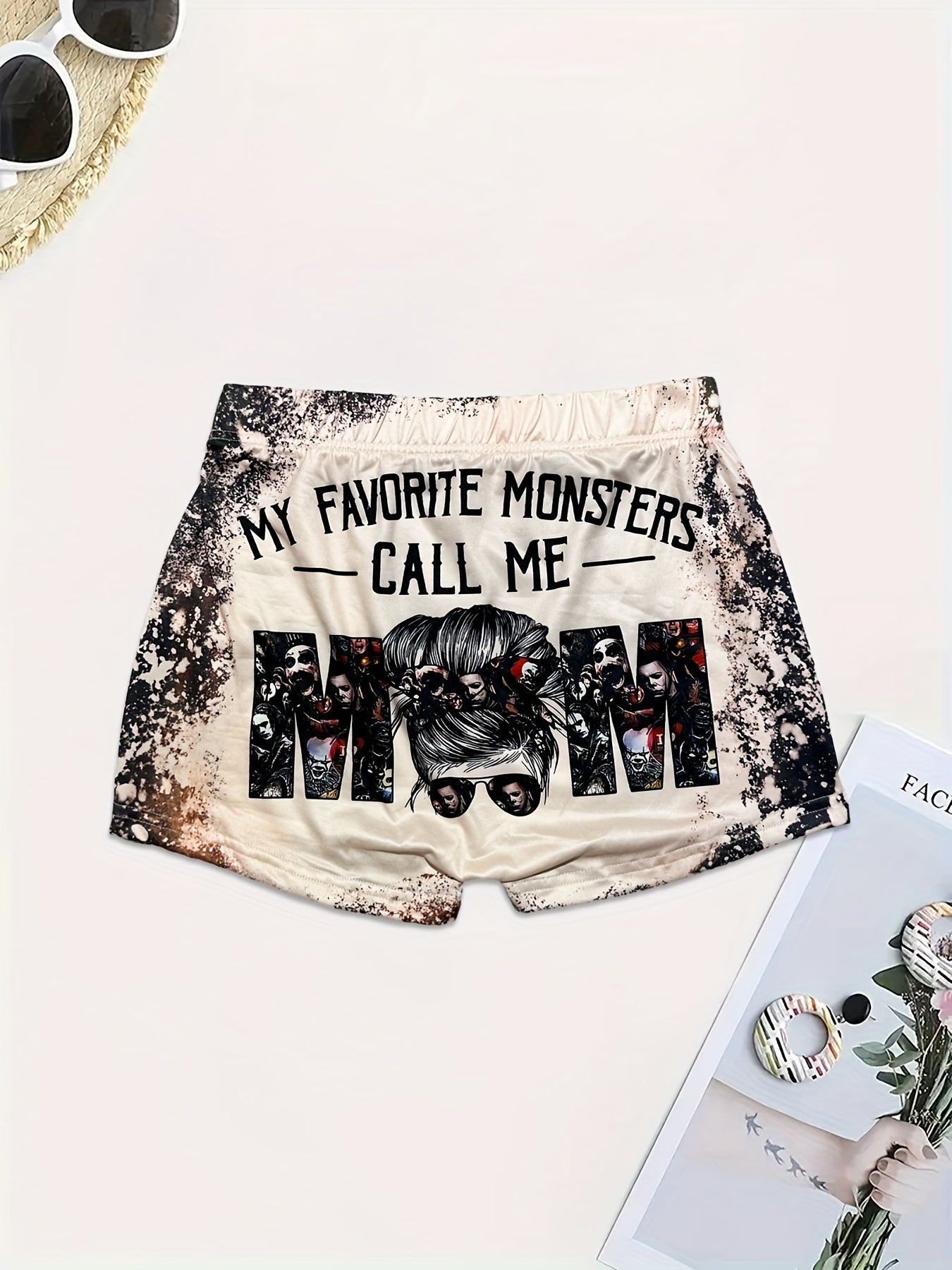 MOM & Graphic Print Skinny Shorts Casual Shorts For Women