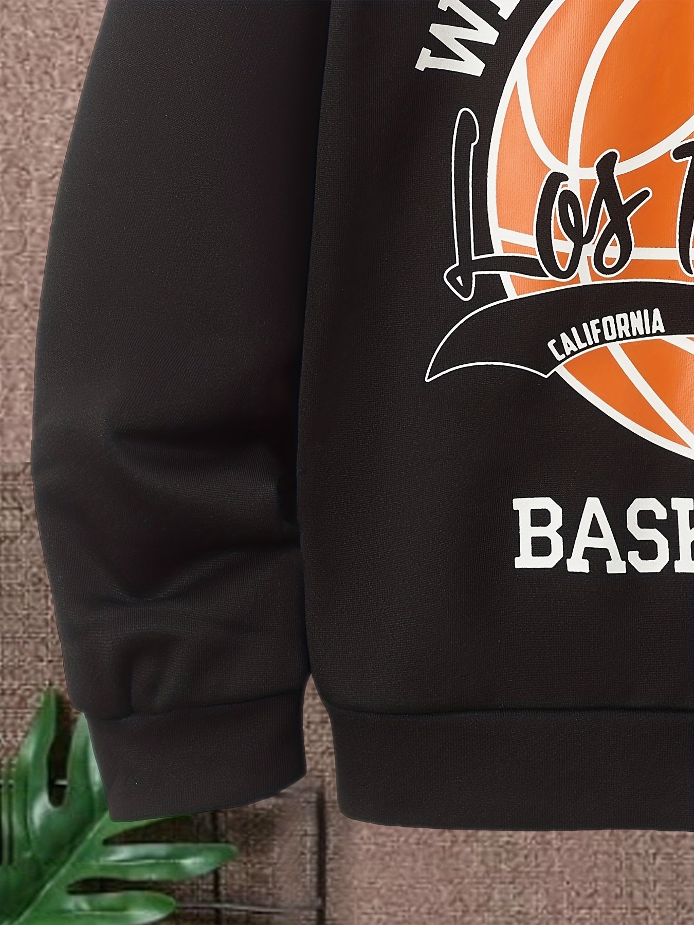 Boy's Basketball 2pcs Sweatshirt & Sweatpants Set LA Print Top Outfit