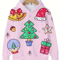 Cute Christmas Tree Jingle Bell Graphic Hoodie