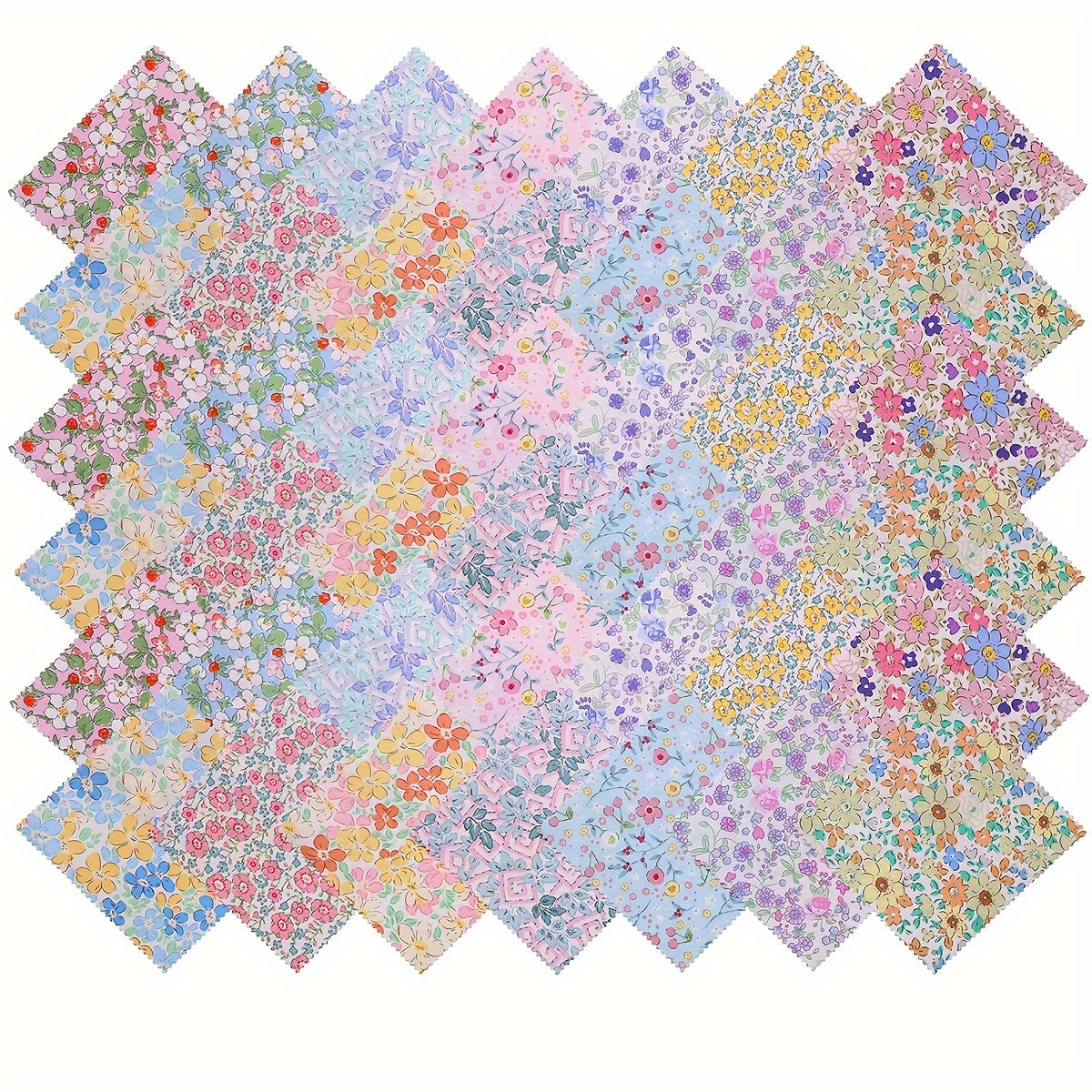 Pastoral Style Floral 42pcs Fabric Squares 5x5 Inches for Quilting and Crafts