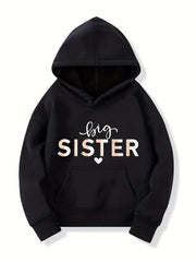 Big Sister Pattern Smart Hoodie For Girls Party Casual Long Sleeve Top
