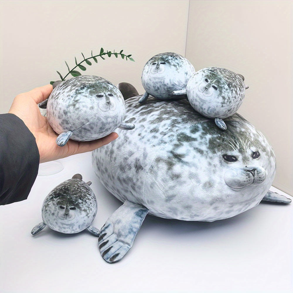 Ocean Park Big Seal Plush Doll with Four Pups Sea Lion
