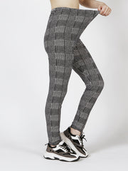 Sexy Plaid Print Leggings High Waist Elastic Sports Bottoms