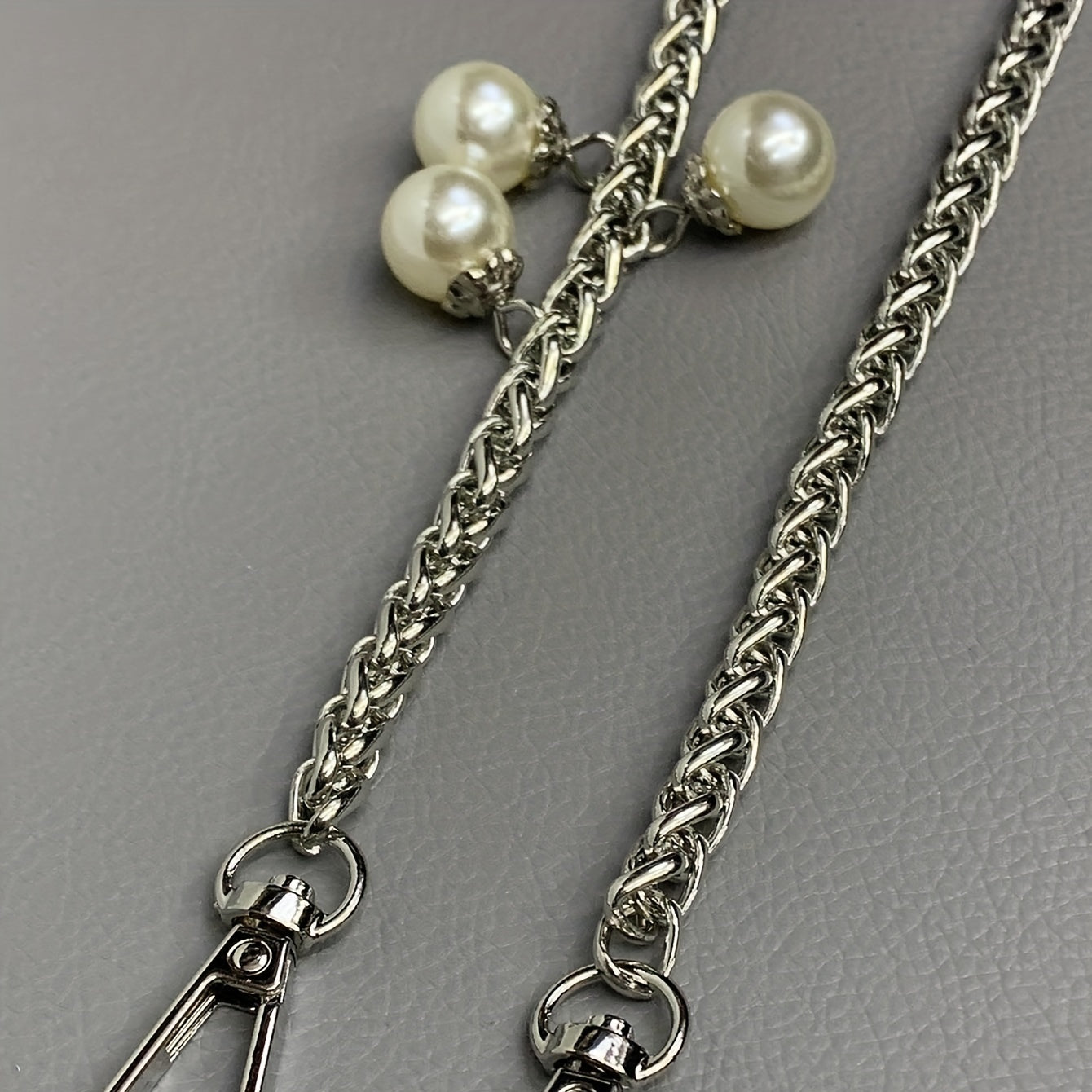 Metal Bag Chain Strap Replacement with Bead Decor