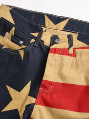 Mens Trousers Print Slight Elastic Slim Pants Mens Trousers