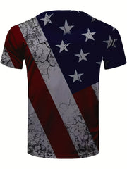 Men's American Flag Graphic T shirt 3D Print Crew Neck Tee Top For Summer