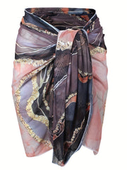 Marble Pattern Wrap Cover Up Skirt