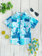 Boys Letter Pattern Short Sleeves Shirt