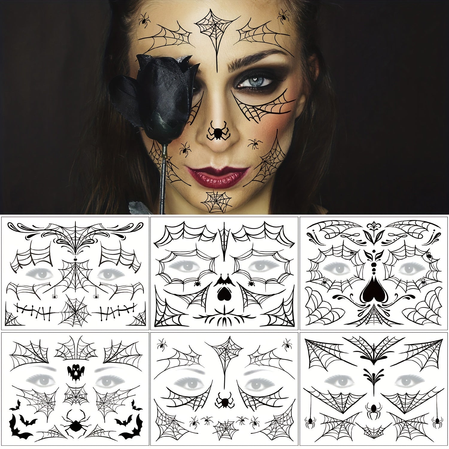 Spider Web Temporary Tattoo Stickers for Halloween Party