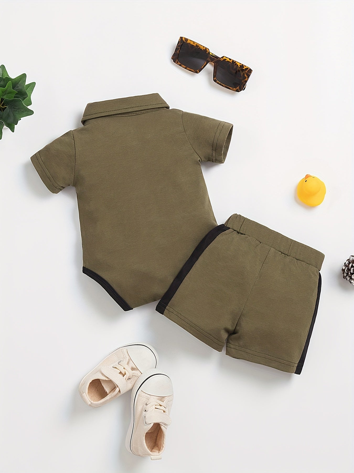 2pcs Baby Boy Shirt & Shorts Set Embroidery Stitching Newborn Casual Knitted