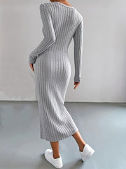 Casual Sweater Dress Women's Plus Solid Ri...